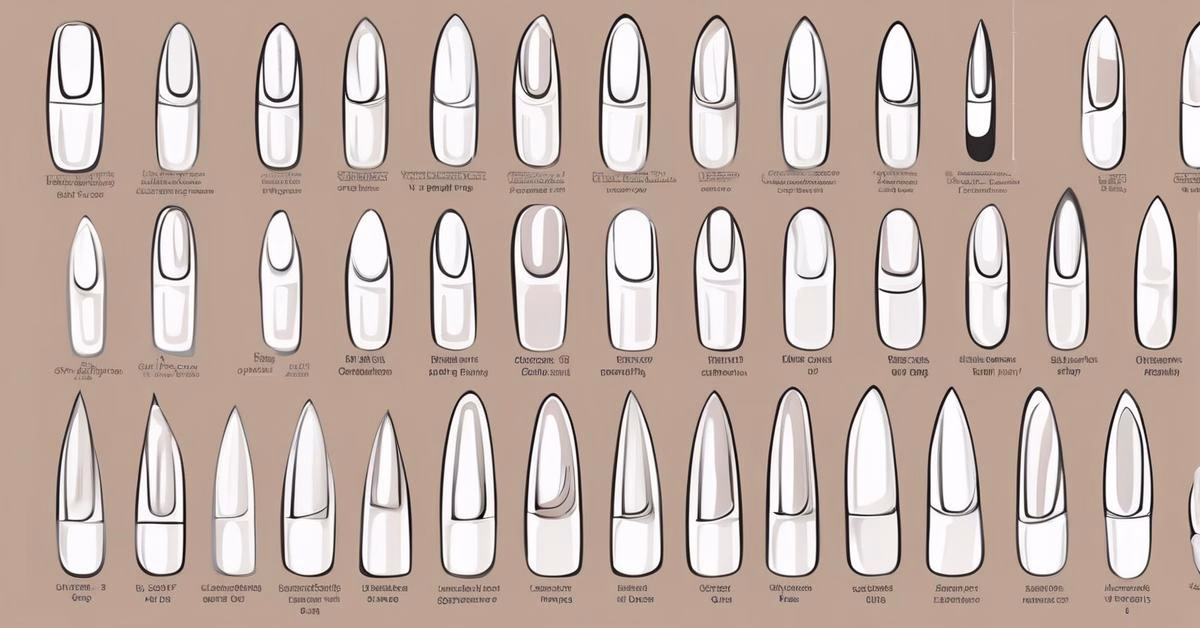 Różnorodność kształtów paznokci dla długości 2: migdałowy, kwadratowy, owalny.